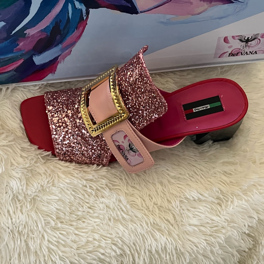 Luxury Pink Glittery Bling Slide Sandals by DefVANA. EU 40 US 9 - Picture 6 of 7